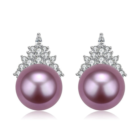 10-11mm Purple Freshwater Pearl & Queen Earrings - House Of Pearls